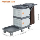 Commercial Traditional Janitorial 2 Cabinet Cleaning Cart 3 Shelves Housekeepin