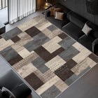 Modern Geometric Patchwork Indoor Area Rug For Living Room  Blue-taupe 8 x 10   