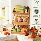 3-tier Natural Bamboo Fruit   Vegetable Basket Organizer  Ventilated