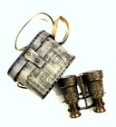 Antique Vintage Maritime Brass Marine Nautical Binocular With Leather Box Gift