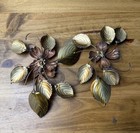 Vintage Mid Century Modern Metal Wall Art Decor Floral Brass Copper