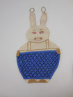 Vintage Bunny Rabbit Pocket Potholder W  Veggie Potholders Embroidered Handmade