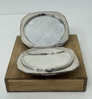 Vtg Rare Elegant Engraved Powder Mirror Compact 950 Britannia Silver 3  Square