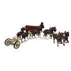 Vintage Style Cast Iron Beer Wagon 8 Clydesdale Horses 2 Drivers Wood Barrels