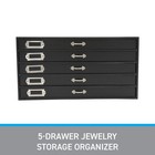 Sswbasics Jewelry Storage Organizer  jewelry Box   Black Faux Leather 5-drawer