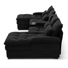 6-seat U-shaped Sleeper Sofa W  Console   Cup Holders - Black