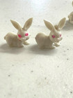 Vintage Tiny Plastic White Bunny Rabbits Miniature Total Of 6