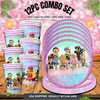 Girblox Party Supplies Birthday Decoration Balloon Tableware Cupcake Cake Topper