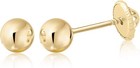 Gold Ball Stud Earrings For Women And Girls Screwback   10k  14k  18k   White   