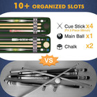 Pool Cue Case  Hard Shell Pool Stick Case 4x4 With 10 Padded Slots  Heavy-duty B