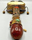Vintage Brazilian Shamanic Pellet Drum Mask Gemstone Inlay Cataratas Art