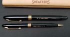 Sheaffer Snorkel Fountain Pen Pencil Set In Box 14k Gold Nib 1950s Tip Dip Black