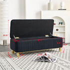 Luxury Storage Ottoman Bench Modern Velvet Upholstered Living Room Foot Stool