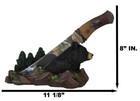 Rustic Black Bear Forest Centerpiece With Stainless Steel Display Knife By Dwk  