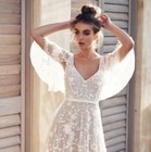 Women s Sexy Deep V Open Back Lace Flared Evening Long Dress Cocktail Prom 8233