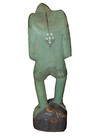 Vintage Folk Art Hand Painted Wooden Frog Playing The Cymbals