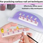 2 Set Nail Stand nail Holder Stand With 100 Pcs Double Sided Tape press Pink 