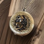 Vintage Art Nouveau Woman X-lrg Locket Necklace  Antiqued Brass  Victorian Lady