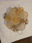 Vtg Lacy Woven Basket Wicker Grass W handles  Cottagecore Decor