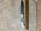 George Walker Damascus Blade exotic Handle scrimshawed beautiful  very Well Made