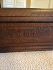 Antique    white    Wooden Treadle Sewing Machine Cover Box