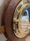 19 5   Nautical Ship Wheel Marine Boat Porthole  Window Mirror Wooden Vintage