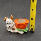 Japanese Lusterware Dog Pin Cushion Antique Sewing Notion Needle Holder Retro