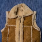 True Vintage 70s Shearling Vest Size 38 Leather Boho Festival Hippy Brass Zipper