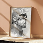 Captain America Drawing Print Sketch 8  X 10  Captain America Marvel Wall Art