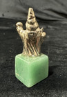 Pewter Miniature Wizard With Orb   Staff On Jade Cube 1 1 4  
