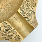 Vintage Brass Ashtray Trinket Dish Heavy Etched Floral Cigar Incense Nice Patina