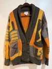 Vintage Rosanna Mohair Oversized Cardigan Hand Knit Grandpa Geometric Sweater S