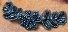 Applique Embroidered Beads 2 25  Flower Leaves Gunmetal 2pcs