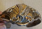 Vintage Native American Sterling Silver 12k Gf Gold Eagle Cuff Bracelet Signed