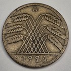 1924-a Germany 10 Ten Reichspfennig - Circulated German Weimar World Coin