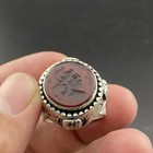 Ethnic Ancient Rare Design Roman King Intaglio Afghani Silver Plated Brass Ring