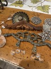 Lot Junk Drawer Primitive Wood   Metal Antique Salvage Prisms Picture Frame