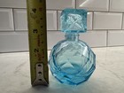 Vintage Czech Art Deco Blue Glass Perfume Bottle Stopper Flush Dauber Broken