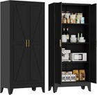 Elegro 61  Farmhouse Metal Storage Cabinet With 3 Adjustable Shelves For Office