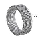Women Men 8mm Wide Stainless Steel Rings Titanium Couple Rings Mesh Jewelry Gift