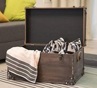 Distressed Wooden Vintage Industrial Style Decorative Trunk With Lockable Latch 