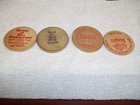 B4 Lot Of 4 Vintage Wooden Tokens   2 Sambo s  1 House Of Pies  1 Lake City Bowl