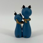 Vintage Las Vegas Magnetic Cat Salt Pepper Shakers Blue Mcm Retro Decor
