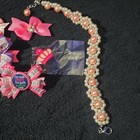 Pink White Purple Multicolor Dog Hair Bands   Clips Set Bows Crown Floral