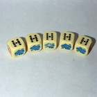 Vintage Bakelite Poker Dice Set Of 5     Ivory Cream Playing Card Faces 16mm