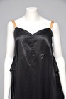 Antique Vtg 1920s Black Silk Robe De Style Slip Dress Goth Unique Xs s