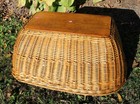 Large Antique Wicker Wooden Bottom  Laundry Basket