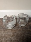 Nestle Vintage World Globe Map Etched Clear Glass Coffee Mugs Cups - Set Of 2 