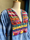 Vintage 1970s Guatemala Hand Embroidered Cotton Woven Top