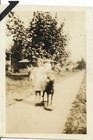2 Vtg Antique Abstract Photos Girl Boy On Horse Pull Toy Bremerton Washington